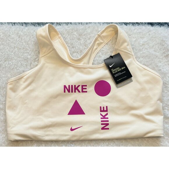 Nike Swoosh Women's Plus Size Bra Medium Support Cream Sz 2X New WT - Picture 2 of 12